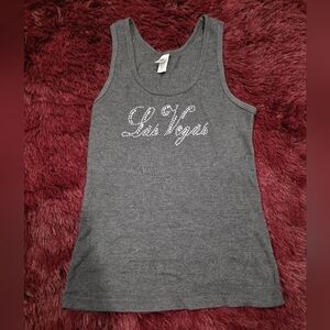 Gray Sleeveless Top with Rhinestone Detail